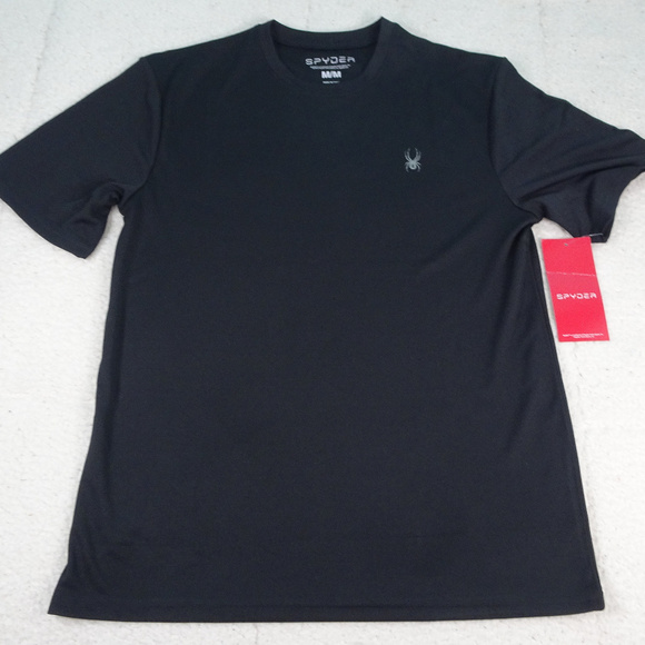 NWT Spyder Black Athletic Base Black Shirt Medium - Picture 1 of 6